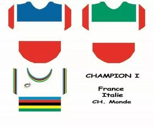 3 maillots stickers pour cyclistes miniatures Maillots de champions cycling