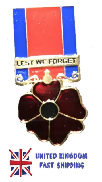 World War Red Poppies Pin Badge Lest We Forget Veteran Soldier Enamel Brooch
