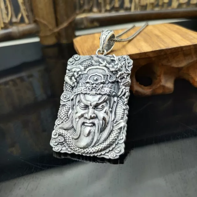 A25 Anhänger Guan Gong Guan Yu General und Drache Sterling Silber 925