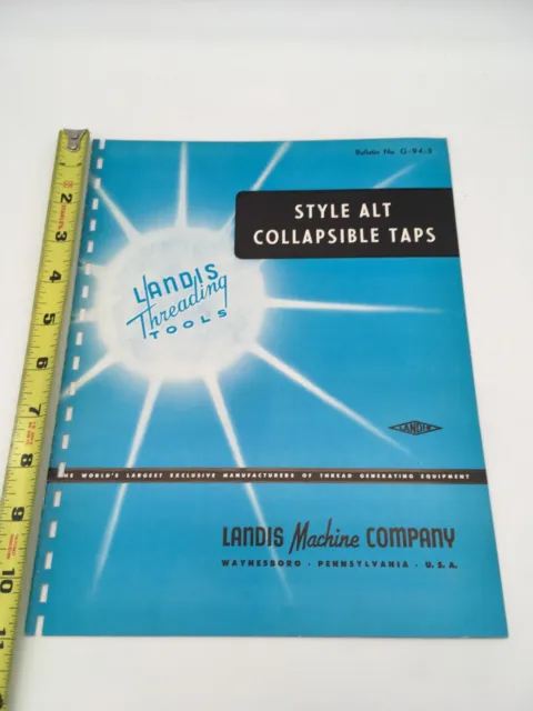 1960 Landis Threading Tools Sales & Specification Brochure Waynesboro P.a.