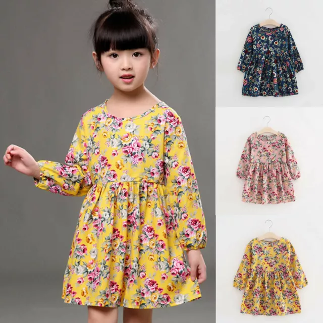 Toddler Baby Girls Dress Long Sleeve Princess Party Pageant Dresses Kids Clothes