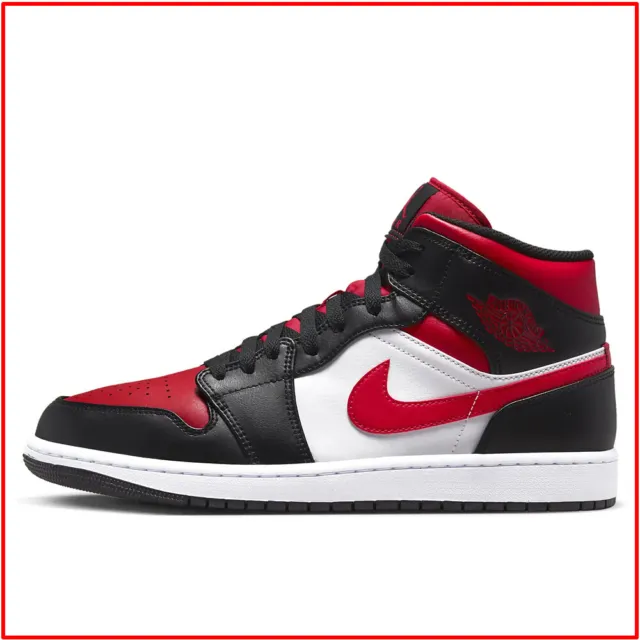 Nike air Jordan 1 mid uomo alte 41 42 43 44 45 scarpe sneakers black fire red
