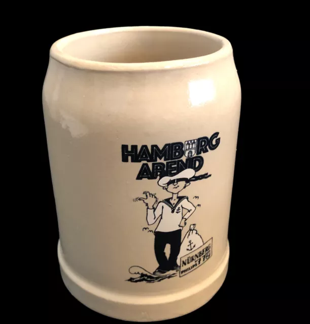 Vintage Stoneware Beer Mug Hamburg Abend Nurnberg Philips ‘77 Made West Germany