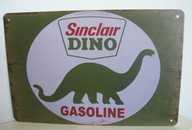 Vintage Design Sinclair Dino Gasoline Dinosaur Tin Sign Garage Mancave Den Shed