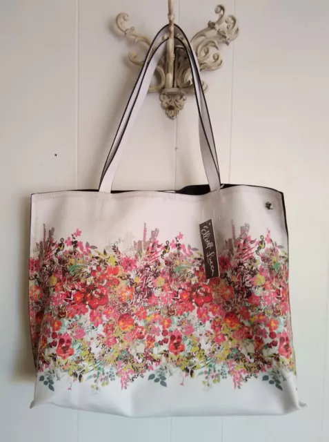 Elliot Lucca Artisan Style White Floral Tote Purse Shoulder Bag MSRP $178 NWT