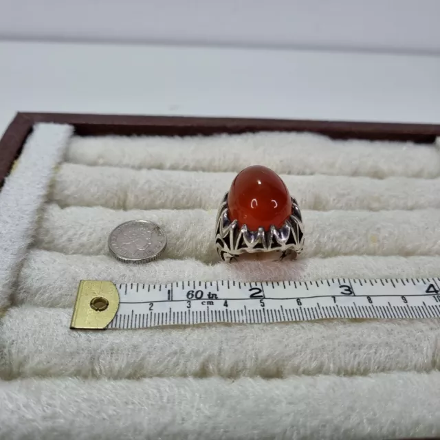 Aqeeq Yemeni Silver Ring Original Aqiq Akik Agate Stone Handmade عقیق یمنی  2