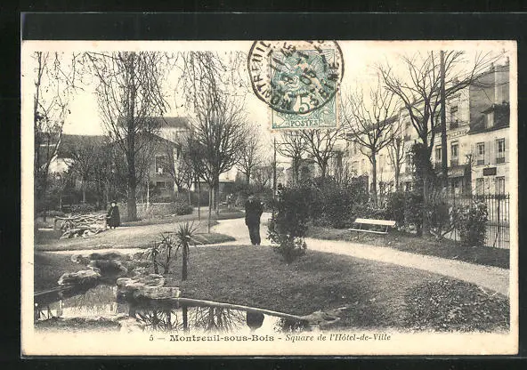 CPA Montreuil-sous-Bois, Square de l'Hotel-de-Ville 1905