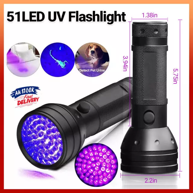 UV Torch Ultra Violet Flashlight Blacklight Light Lamp 51 LED 395 nM Aluminum AU