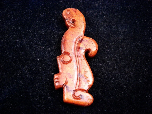 Old Nephrite Jade Stone Carved Sculpture Ancient Curly Phoenix #05132302
