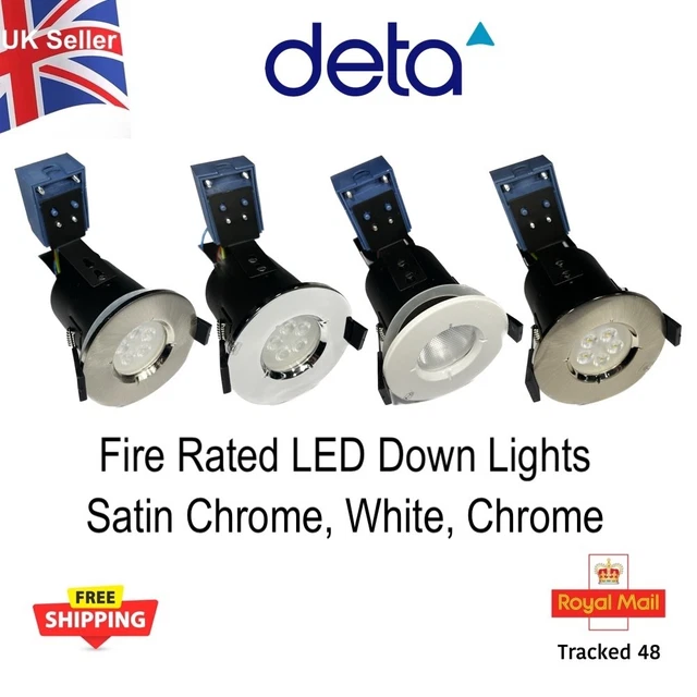 LEDBRITE 6.5W Fire Rated Dimmable Downlight GU10 Cool White 5600-6400K Matte Black Recessed Ceiling Light
