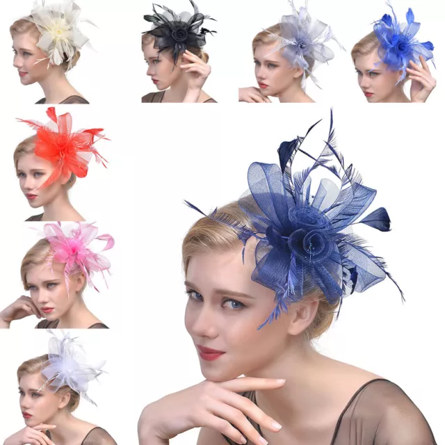 New Stylish Woman Feather Hair Fascinator on Headband Wedding Royal Ascot Races