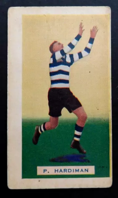 1934 Hoadleys Trade Card - Victorian Footballers #37 - P Hardiman - Geelong