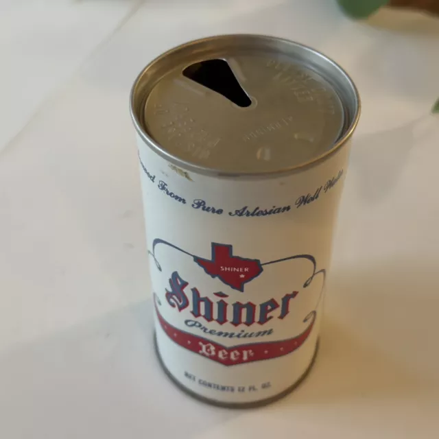 1970s Shiner Premium Empty Beer Can - Bottom Opened Straight Steel Old Pull Tab 2