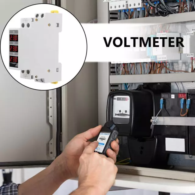 3 Phase Modular Voltage Meter AC80-500V DIN Rail Mount Digital Display Voltmeter