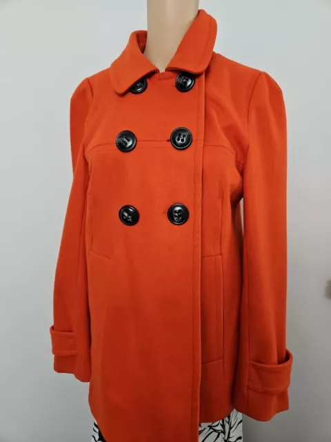 Ci Sono By Cavalini  Orange 60% Wool /polyester Winter Coat  Sz Large