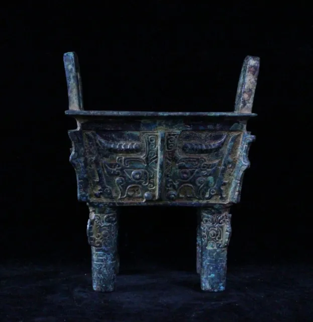 Very Rare Old Chinese Bronze Ding Incense Burner Censer Covered Good Patinas
