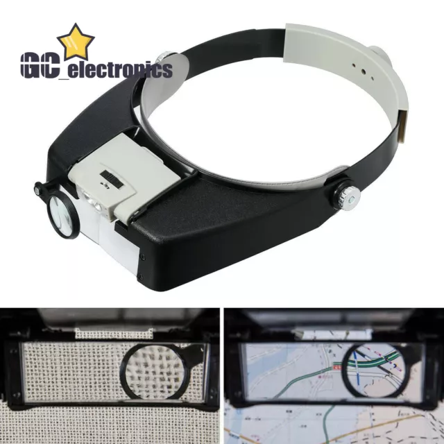 Jewelers Head Headband Magnifier LED Visor Magnifying Glasses Loupe A3GE