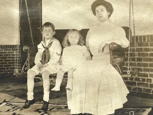 SF Photograph Woman Porch Swing Family Photo Portrait Girl Boy