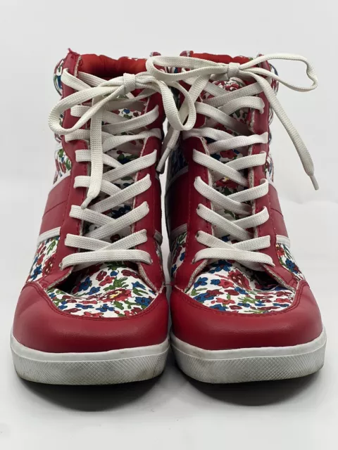 Mudd Willa Red Floral Wedge Womens Hi-top Size 6.5 73277 112720 - Excellent! 3