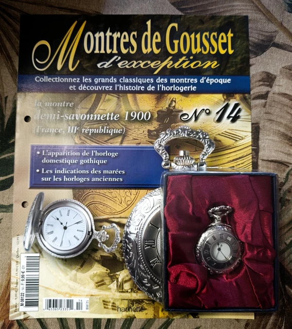 Montre De Poche Mécanique HACHETTE Dorée, Cadran Argenté Rond - Neuf Sans étiquette