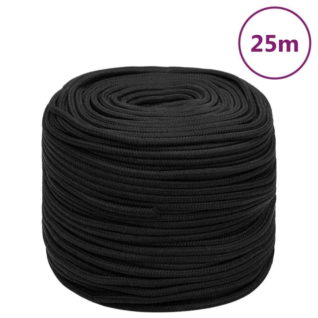 Vidaxl Corda Nautica Completamente Nera 10 mm 25 m in Polipropilene