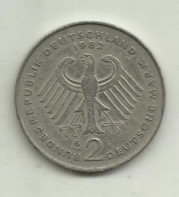 Germany (Federal Republic), 2 marks, 1982G (KM A127)