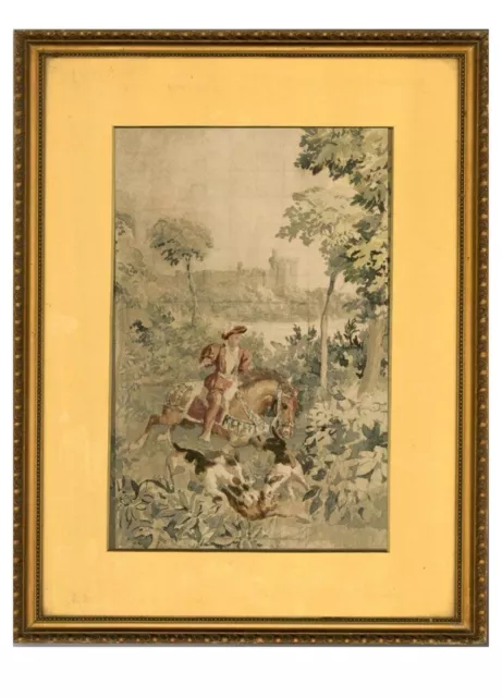 Gerahmtes Aquarell Aus Dem Späten 19. Jahrhundert - Jagdszene