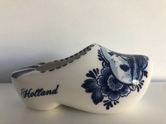 Vintage DELFT Blue White Hand Painted Shoe Dutch HOLLAND Netherlands Delfino 462