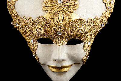 Mask from Venice Volto Face Liberty Macrame Golden IN Paper Mache 501 2