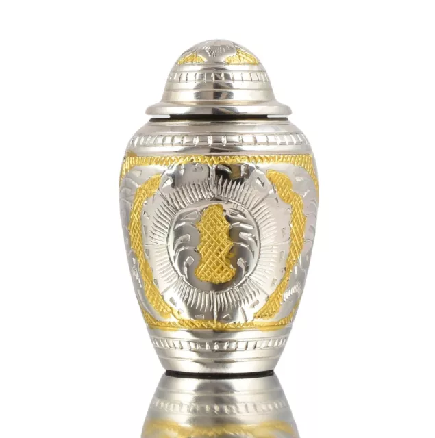 Mini Cremation Ashes Keepsake Token Urn Funeral Memorial Engraved Golden Silver