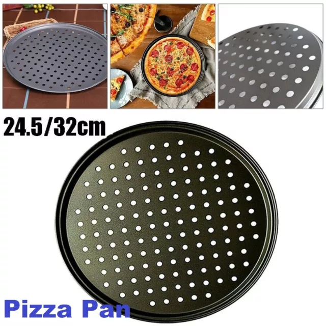 Pizza Pan Non-Stick Crisper Tray Oven Baking Bakeware with Holes 24.5~32CM AU