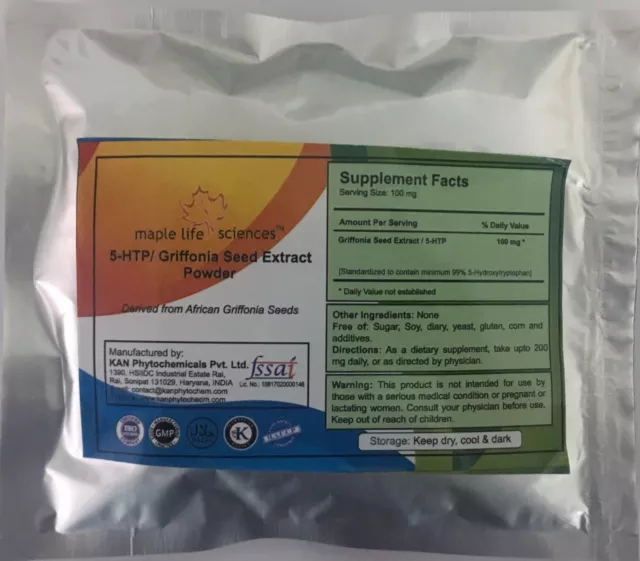 5 HTP 99% - Mood Enhancer  Pure & high quality Griffonia Seed Extract Powder