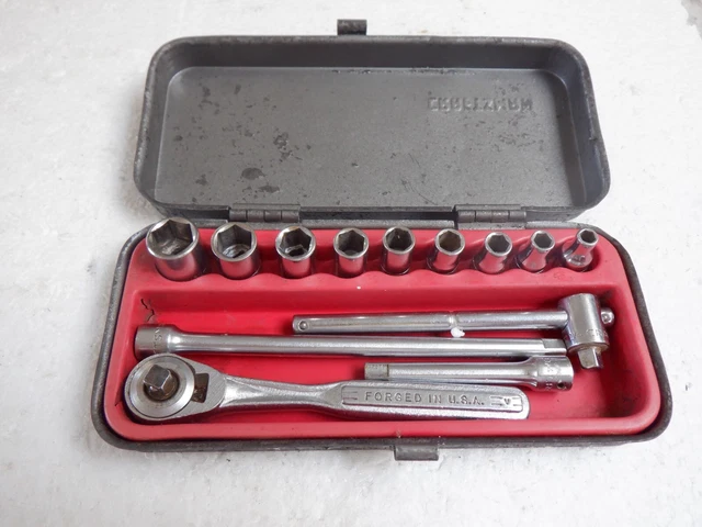 Craftsman 1/4" Drive Sae Socket Set  U.s.a. 13 Piece W/ Flying V + Metal Case