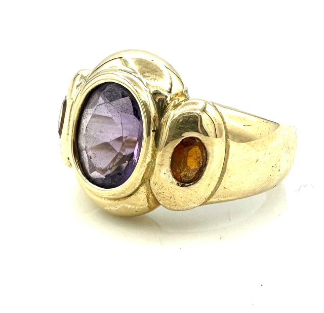 Bague éternité Or 18 Carats Avec Améthystes - Bague Taille 54, 5.65g, Occasion
