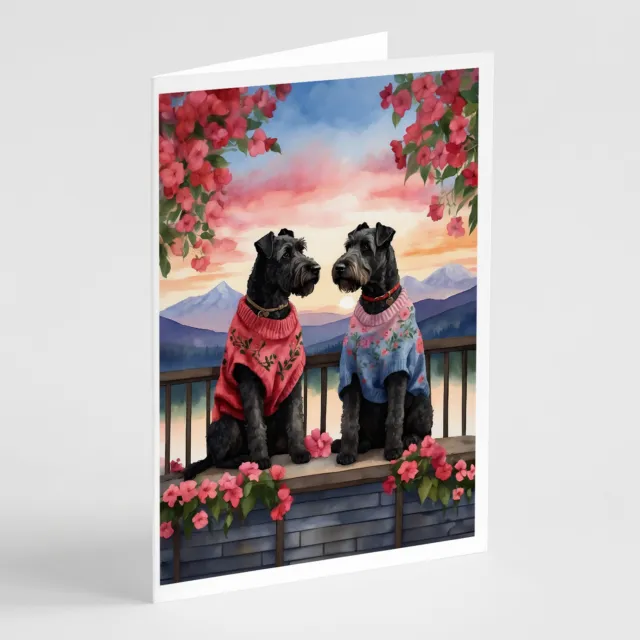 Kerry Blue Terrier Two Hearts Greeting Cards Envelopes Pack of 8 DAC4660GCA7P