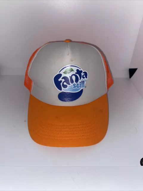 Fanta Soda Cola Ad Orange Trucker Mesh Hat Cap Vintage 80s Snapback