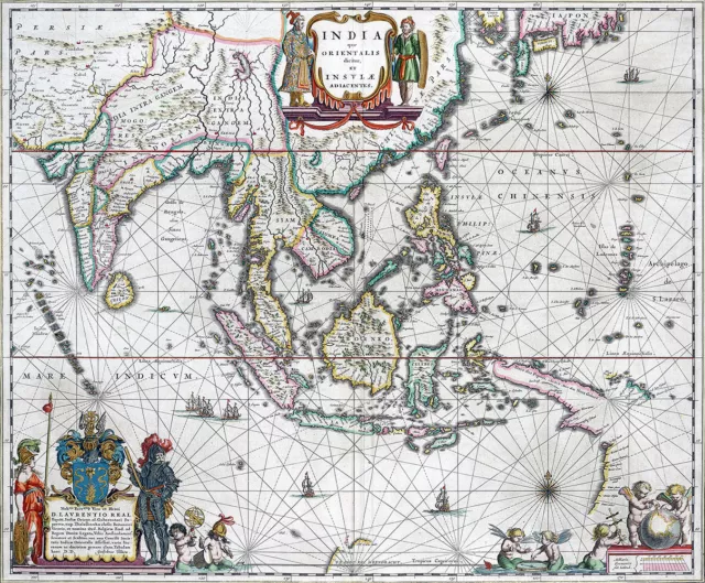 Reproduction carte ancienne - Inde et Indonésie en 1664 (India - Indonesia)