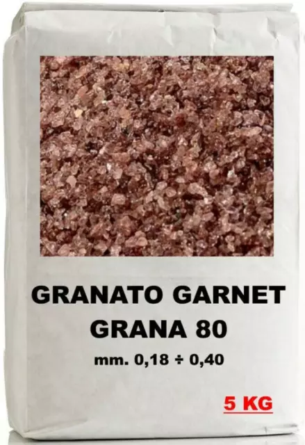 Graniglia Sacco 5 Kg Garnet Granato 80 Per Sabbiatrice Sabbiatura E Water Jet