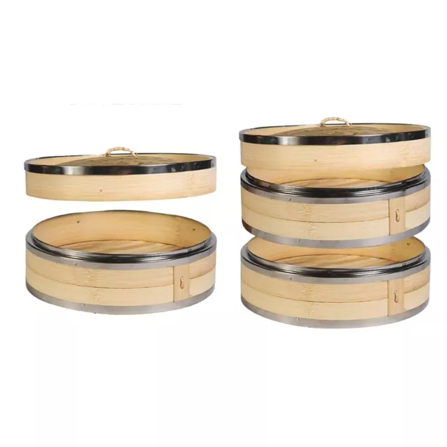 Organic Bamboo Steamer Single 2 with Lid Strong Durable