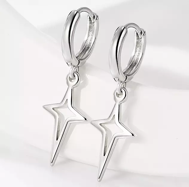 Womens 925 Sterling Silver Hoop Huggie Earrings Cross Star Dangle Drop Earrings