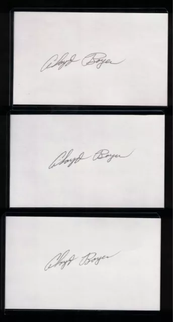 (3) Cloyd Boyer Index Card Signed 1977 Ws Champs Yankees Coach Psa/Dna Certified