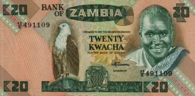 Zambia 1986-1988 20 Kwacha Banknote P27e UNC [BKN-097]