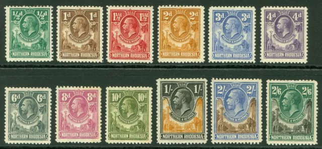 SG 1-12 Northern Rhodesia 1925-29. ½d to 2/6. Fine mounted/lightly mounted mint