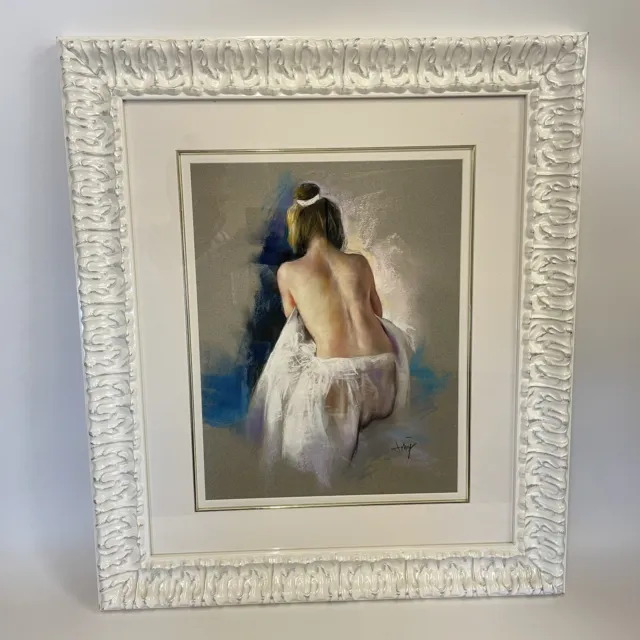 Domingo Alverez Gomez Seated Nude With Hair In A Bun Pastel Original 74cm