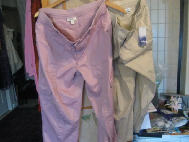 LOT2=NWT(1)StyleCo.Stretch Waist/Tan Capri+SZ8+(1) IndigoLavender FRESHIP