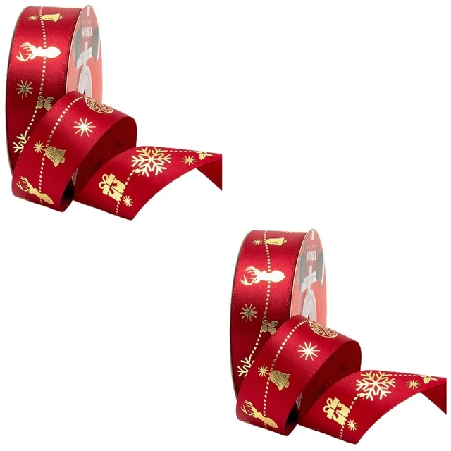 2x Weihnachten Geschenk Verpackung Band Weihnachten Seide Band