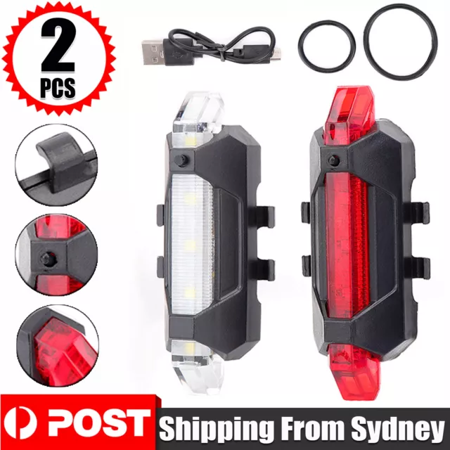 2PCS Ultra Bright USB Rechargeable Bicycle Taillight 4Modes Rear Bike LED Lamp