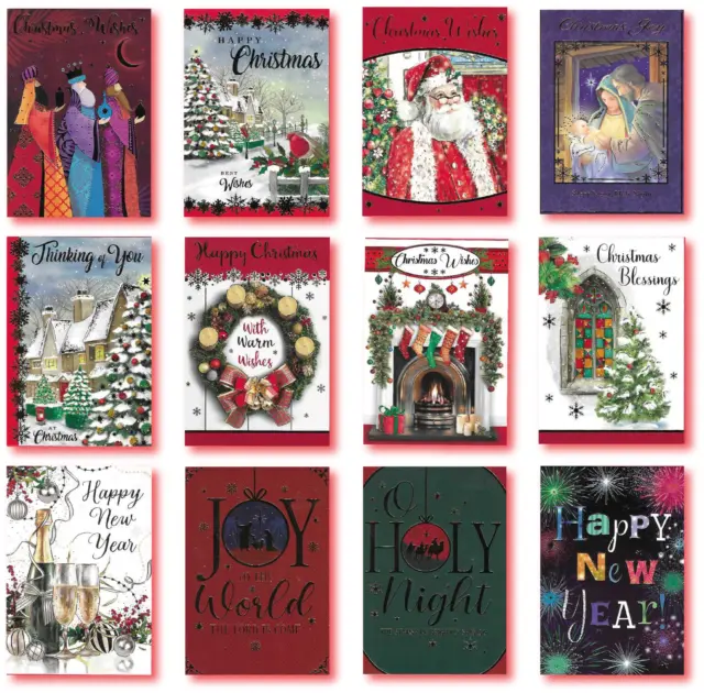 576 Various Christmas & New Year Cards. Wrapped w Envelopes. Wholesale Joblot