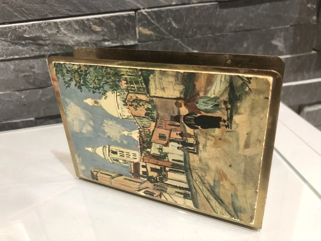 Ancien cendrier avec porte boite d'allumettes - Art déco - Laiton