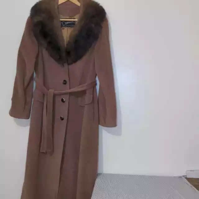 Vintage Cordana Simply Luxurious fur trimmed belted trench coat